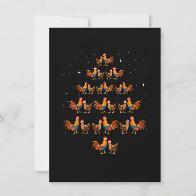 Invitation Poulets Arbre de Noël Enfants Hommes Femmes X Mas  (Devant)