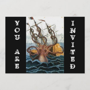Invitation Poulpe victorien vintage de Steampunk Kraken