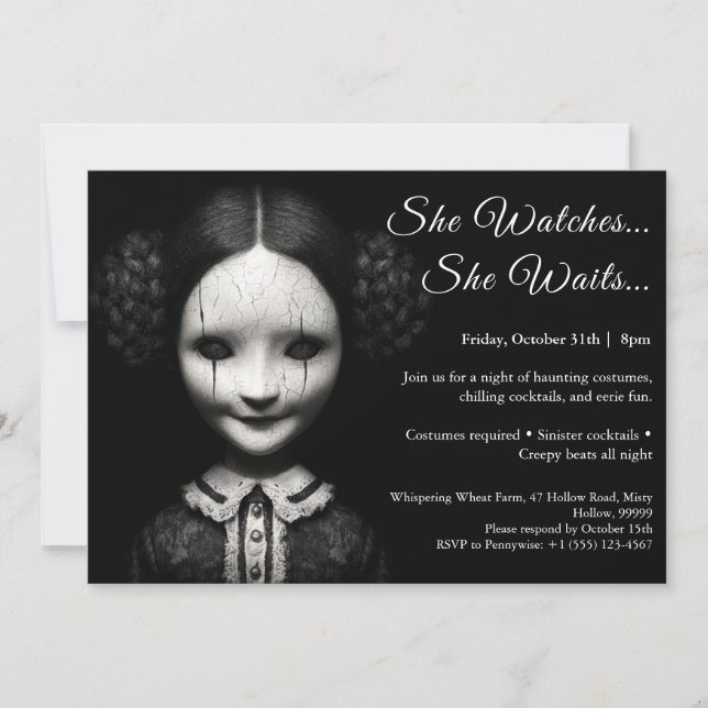 Invitation Poupée de porcelaine Halloween Costume Party Invit (Devant)