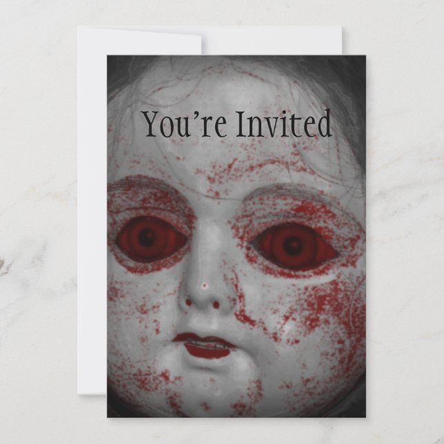 Invitation Poupée pâle aux yeux rouge sang (Devant)
