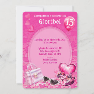 Invitation Poupée personnalisée modèle d'anniversaire rose