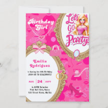 Poupée rétro rose Girly Allons faire la fête Anniv