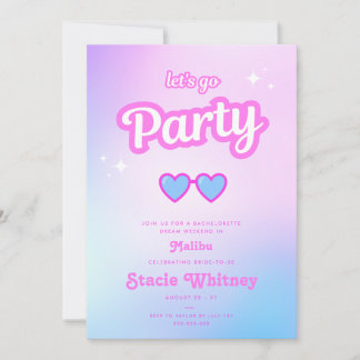 Invitation Poupée rose Malibu Fille Allons faire la fête Anni