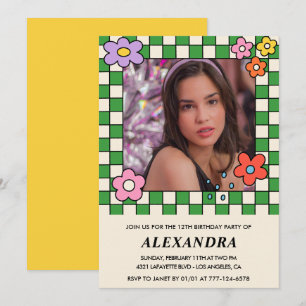 Invitation pour 13e anniversaire Fleurs Super rétr