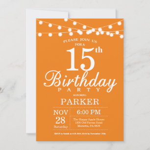 Invitation pour 15e anniversaire Orange