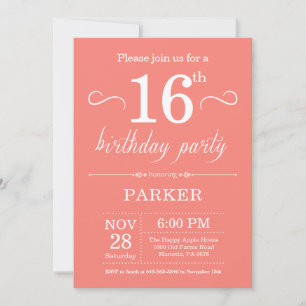 Invitation pour 16 ans Corail