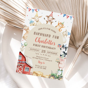 Invitation pour 1er anniversaire avec des animaux