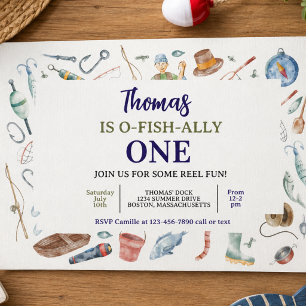 Invitation pour 1er anniversaire de pêche   O-Pois