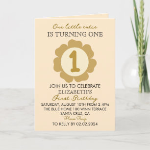Invitation pour 1er anniversaire Little Cutie Gold