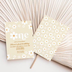 Invitation pour 1er anniversaire Retro Daisy One F