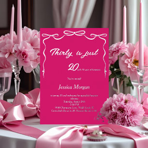 Invitation pour 30e anniversaire Rose et Argent Mo