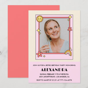 Invitation pour 55e anniversaire Fleurs roses rétr