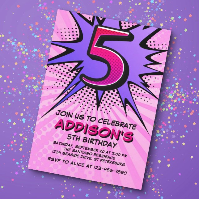 Invitation pour 5e anniversaire de Superhero Girl (Créateur téléchargé)
