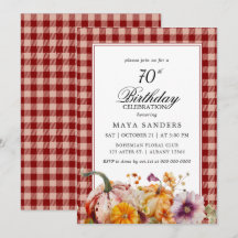 Invitation pour 70e anniversaire à carreaux rouges