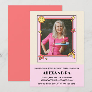 Invitation pour 70e anniversaire Rétro Groovy Fleu