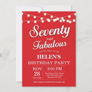 Invitation pour 70e anniversaire rouge fabuleux