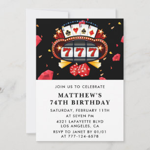 Invitation pour 74e anniversaire carte à jouer Cas