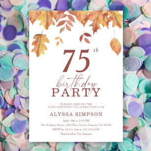 Invitation pour 75e anniversaire avec feuilles d'a