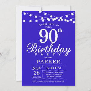 Invitation pour 90e anniversaire Bleu Royal