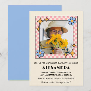 Invitation pour 95e anniversaire Rétro Groovy Fleu