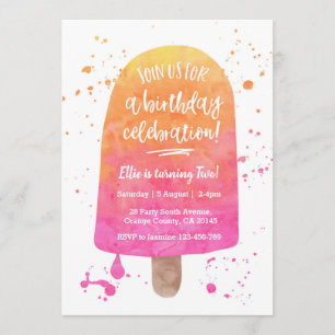 Invitation pour aquarelle rose d'anniversaire de