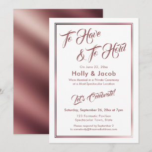 Invitation Pour Avoir Et Tenir De L'Or Rose Sur Blanc, Récept