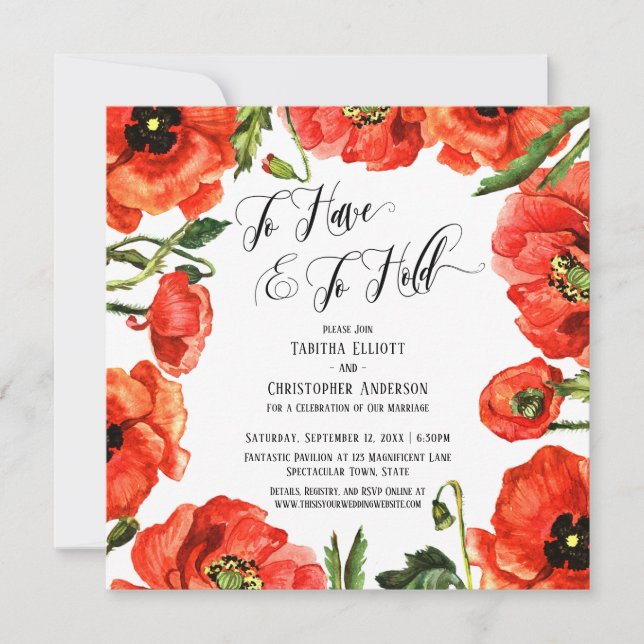 Invitation Pour avoir et tenir des Poppies rouges Réception d (Devant)