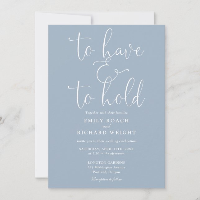 Invitation Pour Avoir Et Tenir Un Script Dusty Mariage Bleu (Devant)