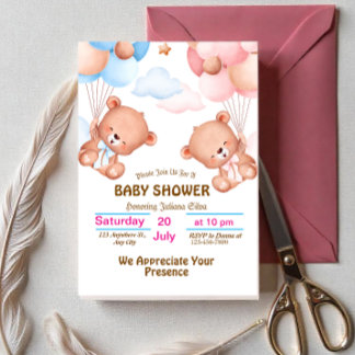 Invitation pour Baby Shower à l'aquarelle rose et 