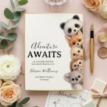 Invitation pour Baby Shower Animaux Mignons de la