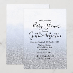 Invitation pour Baby Shower aquarelle grise bleue
