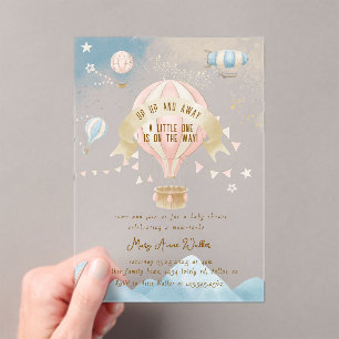 Invitation pour Baby Shower au thème Montgolfière
