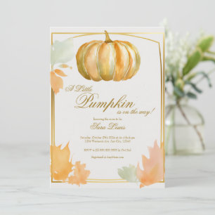Invitation pour Baby shower automne citrouille dor