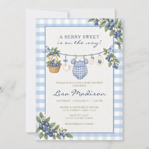 Invitation pour Baby Shower aux bleuets Berry Swee
