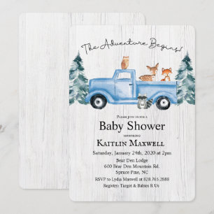 Invitation pour Baby Shower avec Camion et Animaux