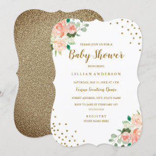 Invitation pour Baby Shower avec Confettis Floraux