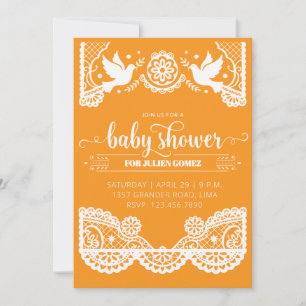 Invitation pour Baby Shower avec Papel Picado Mexi