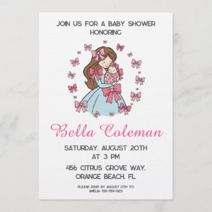 Invitation pour baby shower avec un adorable ruban