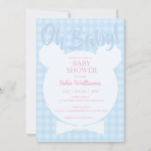 Invitation pour Baby Shower avec un ours bleu clai