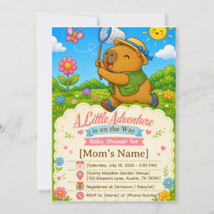 Invitation pour Baby Shower Aventure avec un Capyb