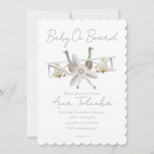 Invitation pour Baby Shower Avion Bleu