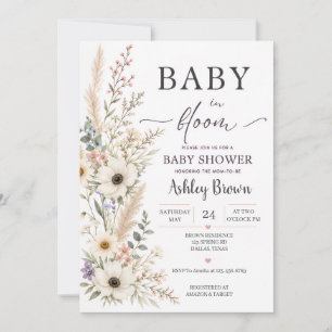 Invitation pour Baby Shower Baby in Bloom Wildflow