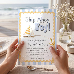 Invitation pour Baby Shower "Bateau à Voile" pour