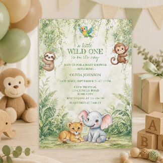 Invitation pour Baby Shower : Bébé de la Jungle Tr