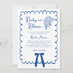 Invitation pour Baby Shower Bébé en Fleur Doodle