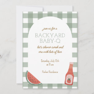 Invitation pour Baby Shower Bébé Gingham Vert
