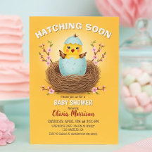 Invitation pour Baby Shower Bébé Poussin Mignon à 