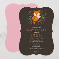 Invitation pour Baby Shower Bébé Renard de la Forê