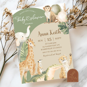 Invitation pour Baby Shower Bohème Safari avec Feu
