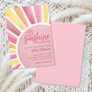 Invitation pour Baby Shower Bohème Soleil Rose